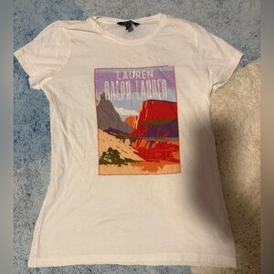 Ralph Lauren White Scenic Mountain Graphic Tee Women’s